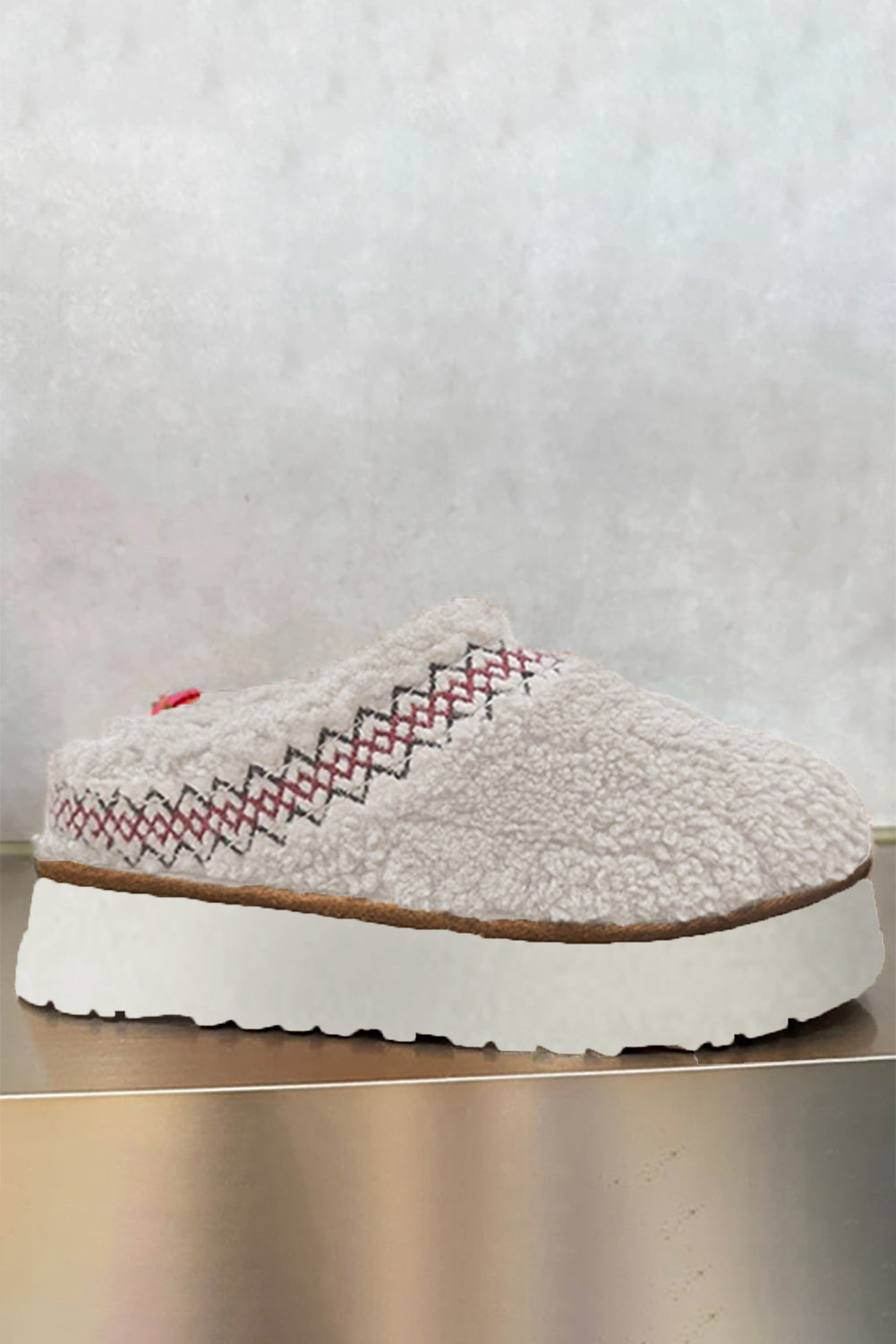 White Sherpa Plush Slippers