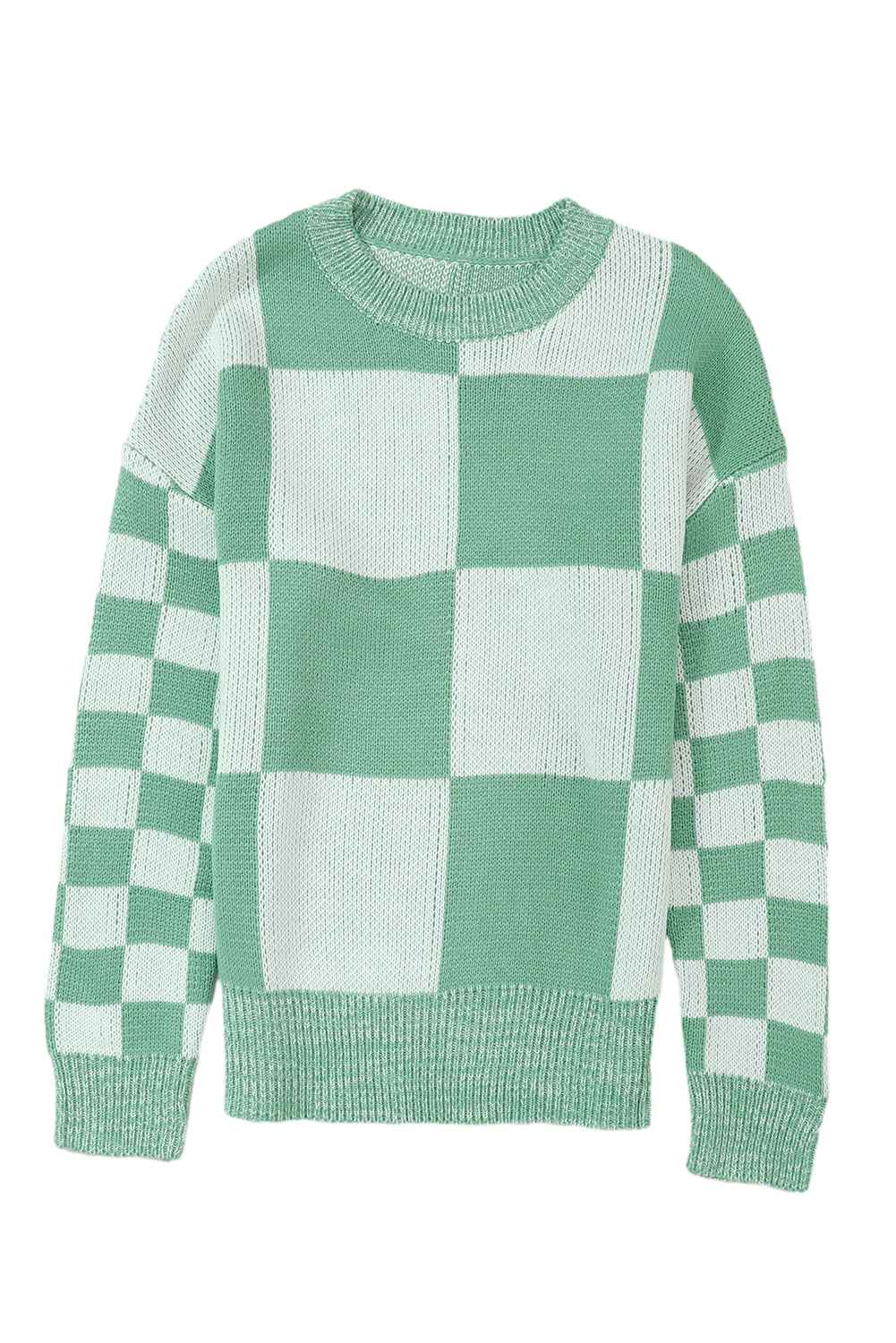 Mint Green Checkered Sweater