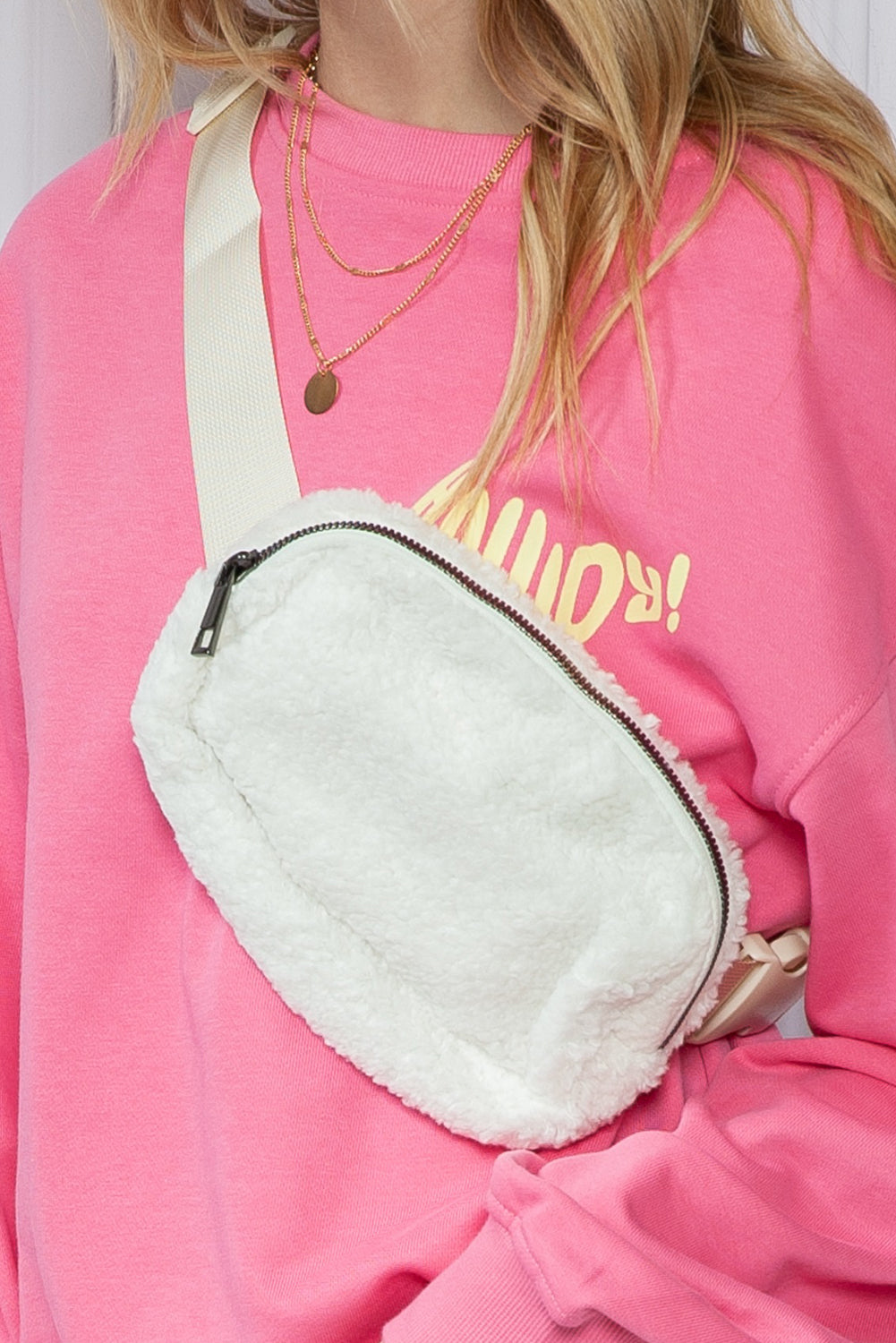 White Sherpa Crossbody Bag