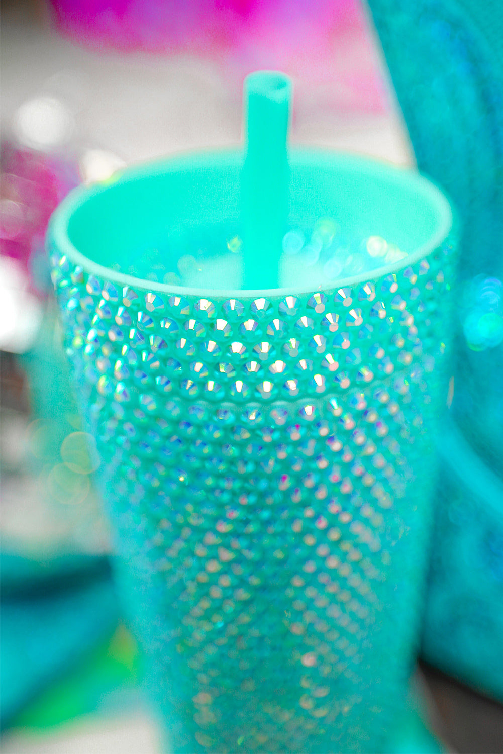 Mermaid Rhinestone Cup With Straw