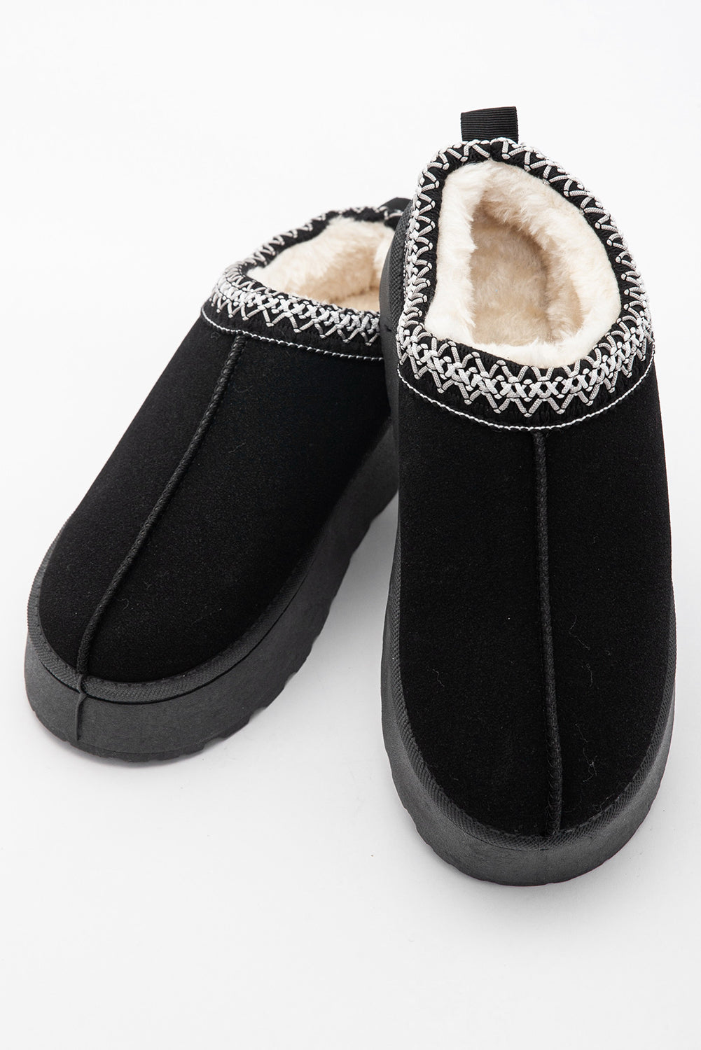 Black Suede Plush Lined Snow Boots