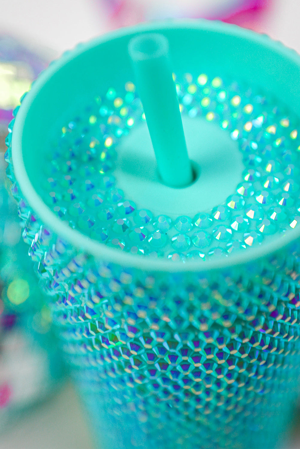 Mermaid Rhinestone Cup With Straw