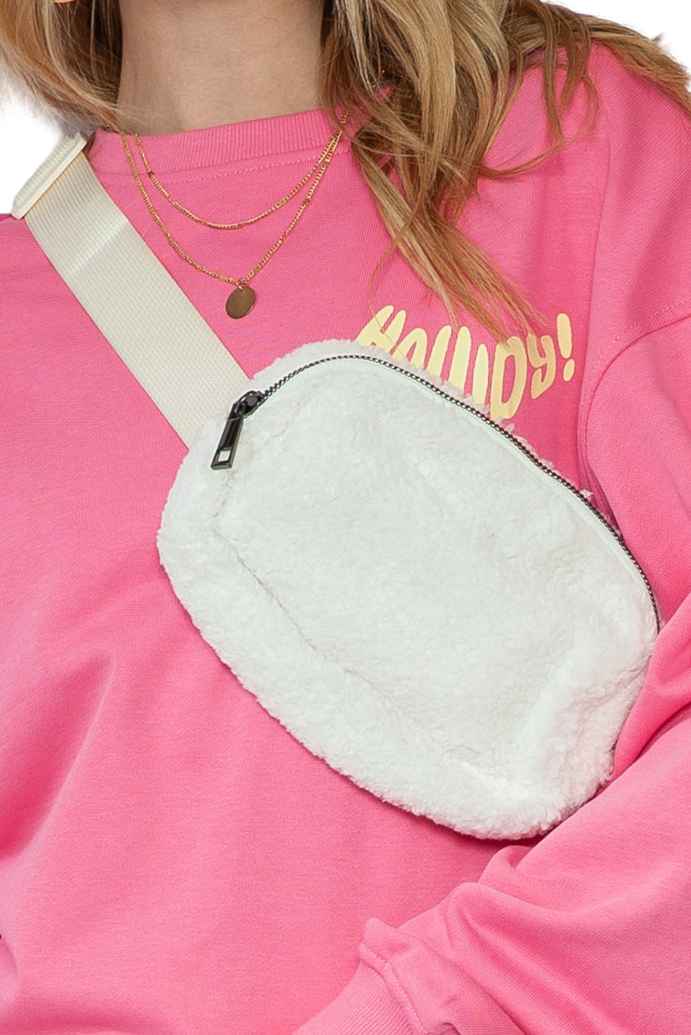 White Sherpa Crossbody Bag