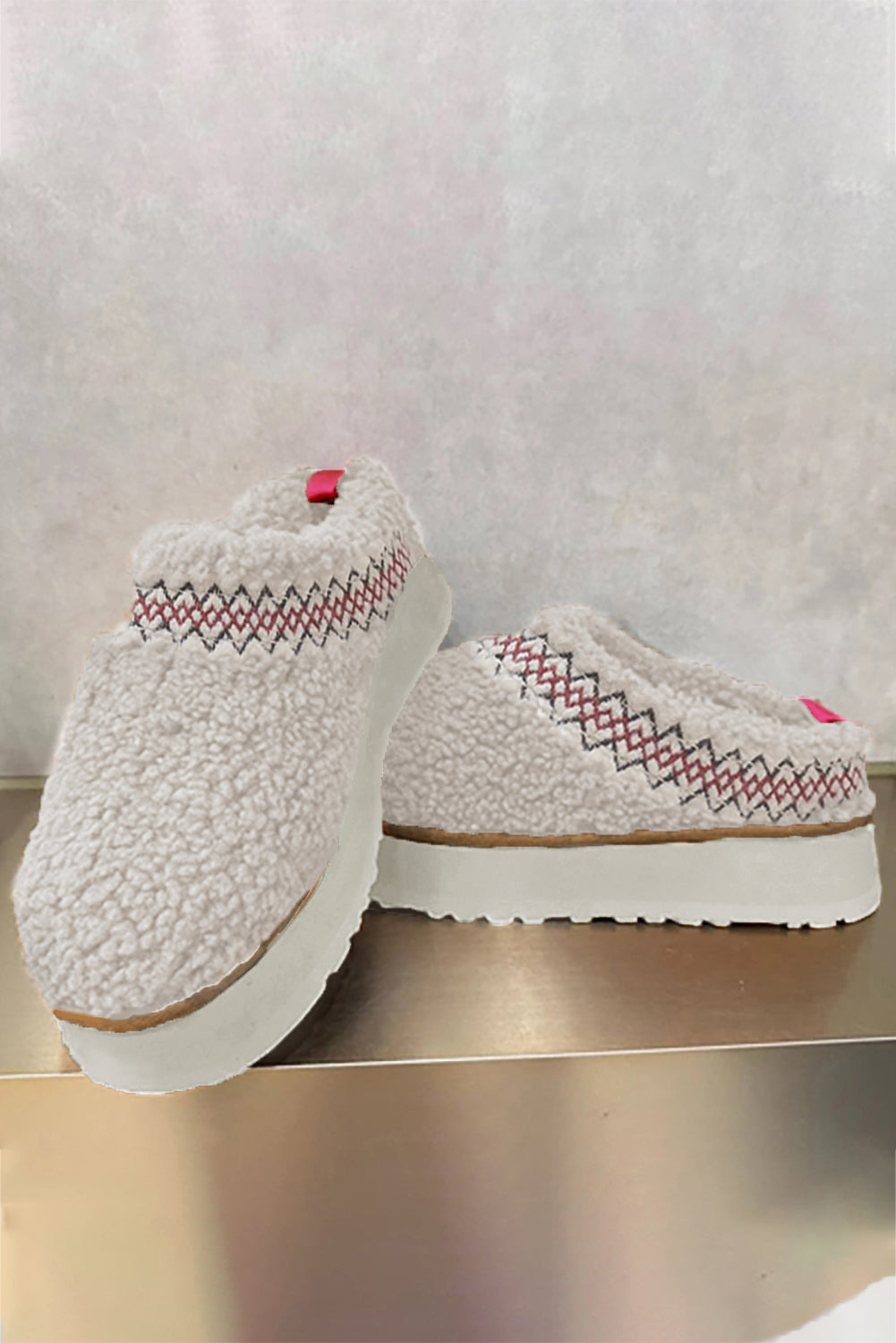 White Sherpa Plush Slippers