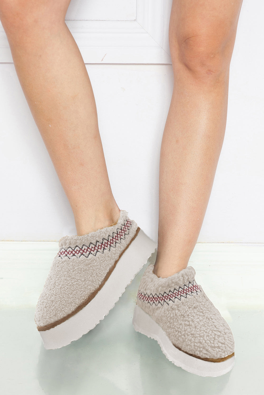 White Sherpa Plush Slippers