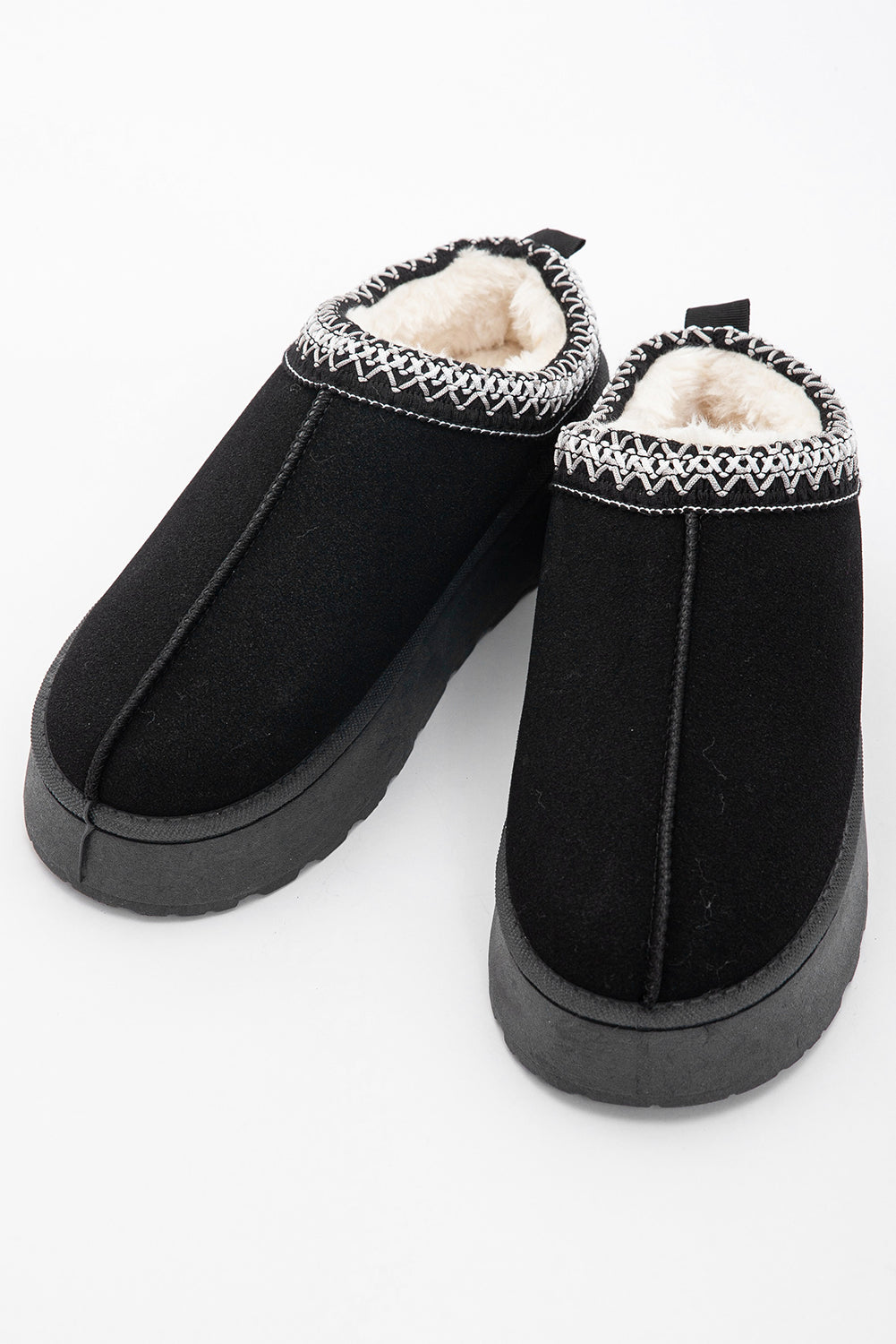 Black Suede Plush Lined Snow Boots