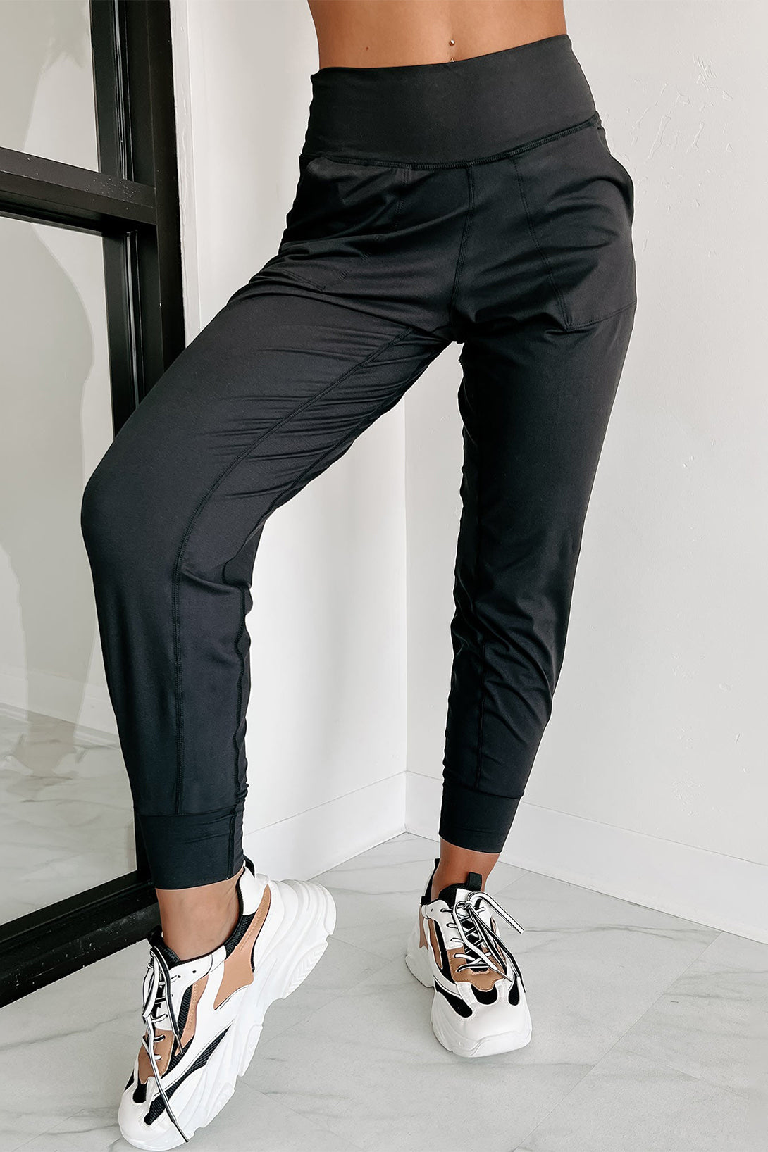 Black High Waist Joggers With Pockets!