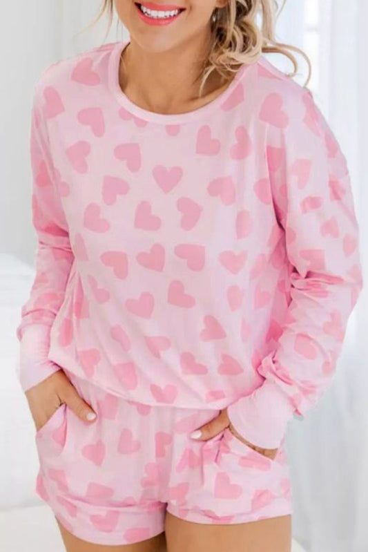 Cozy and Cute Heart Print Lounge Set