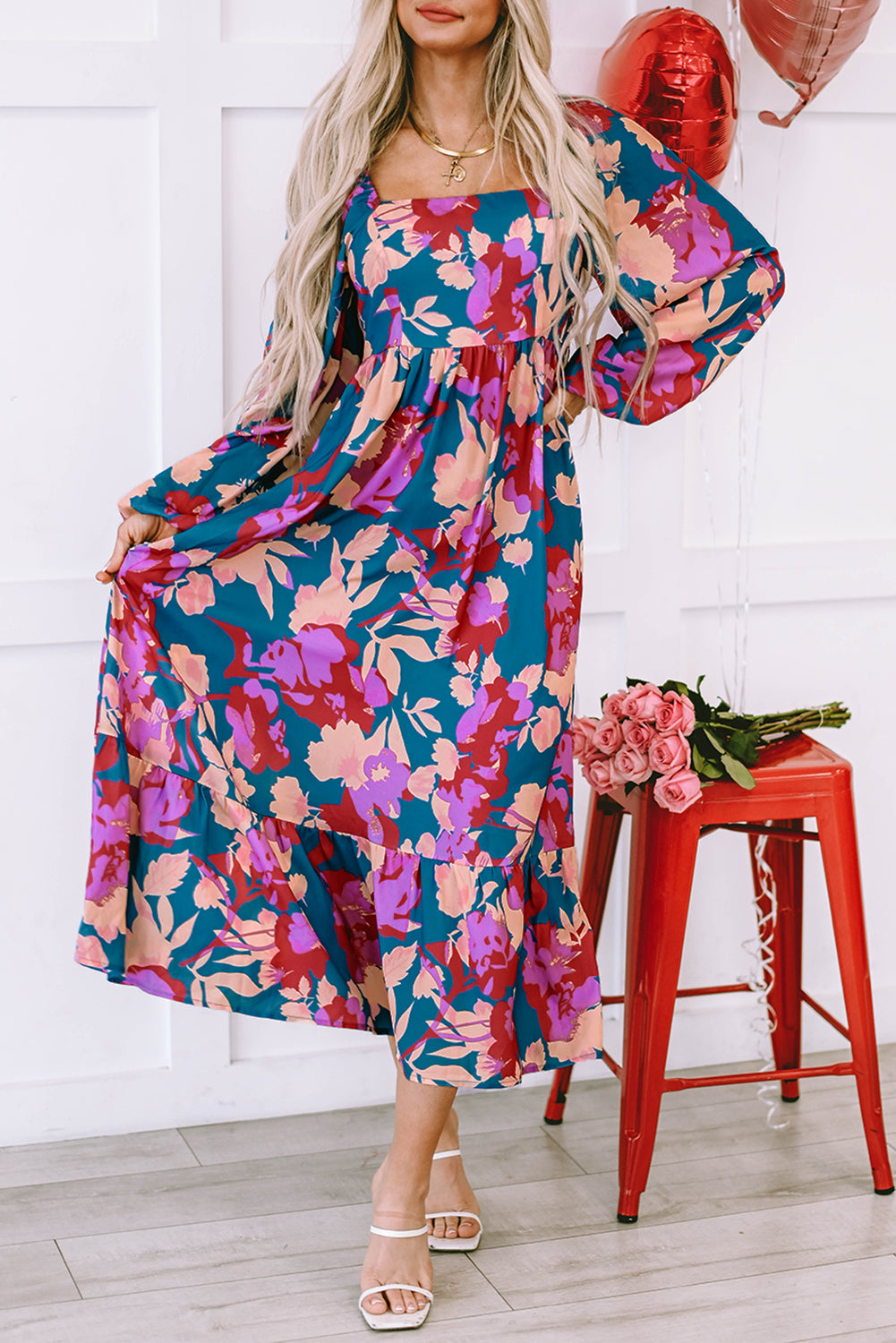 Vintage Charm Floral Print Dress