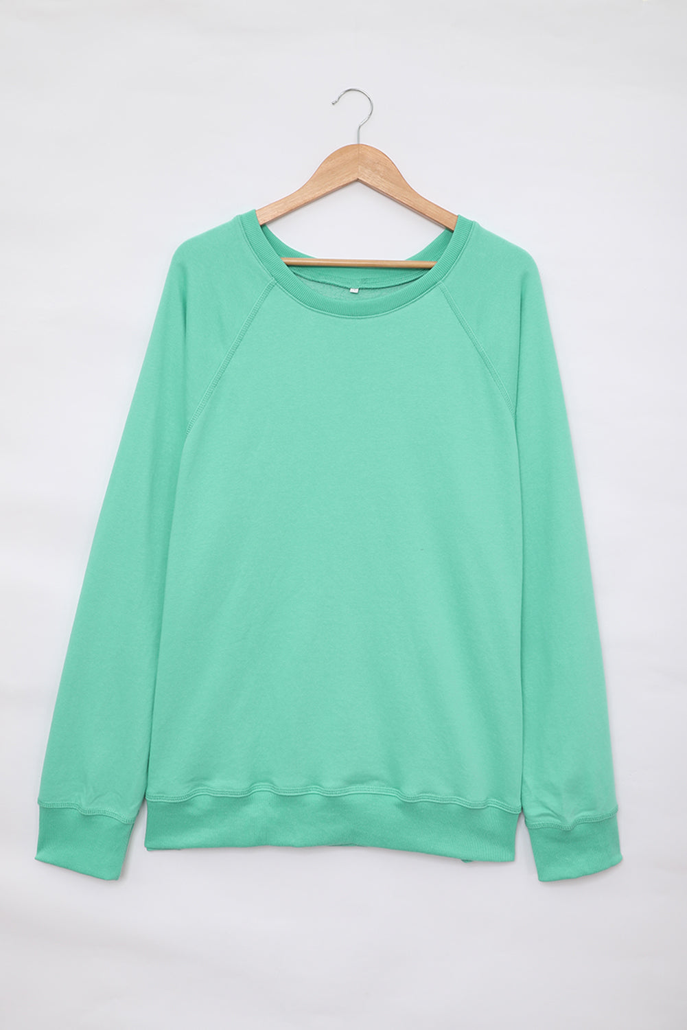 Green Cotton Blend Pullover Sweatshirt