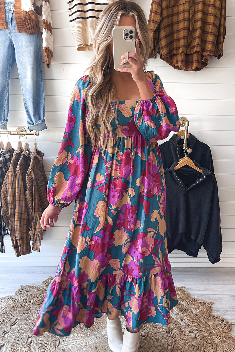 Vintage Charm Floral Print Dress