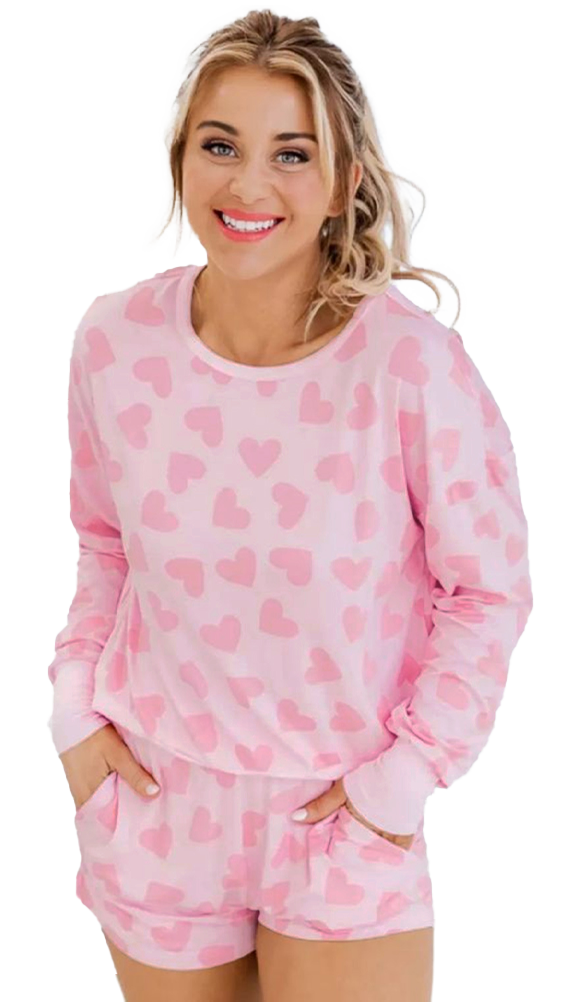 Cozy and Cute Heart Print Lounge Set