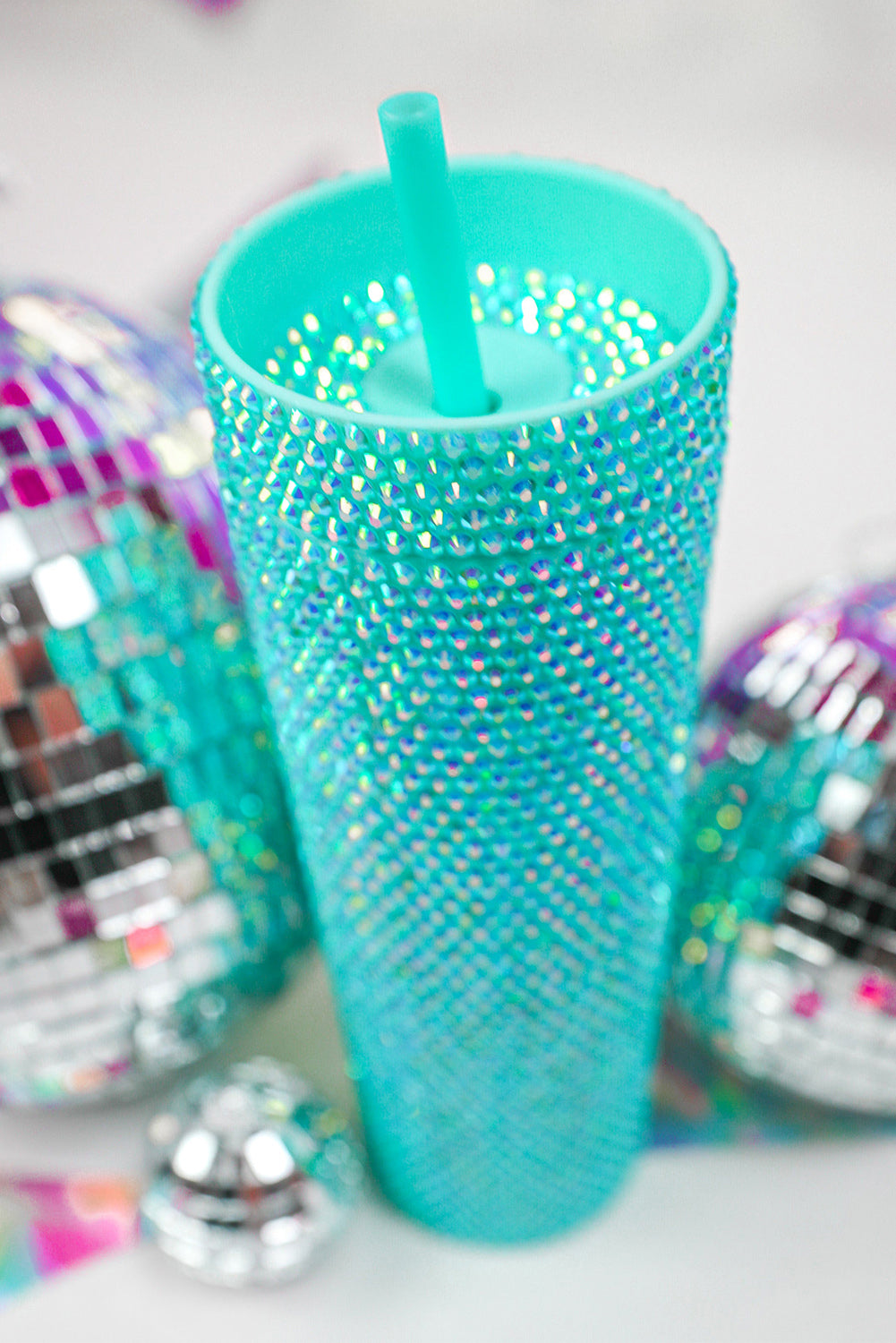 Mermaid Rhinestone Cup With Straw