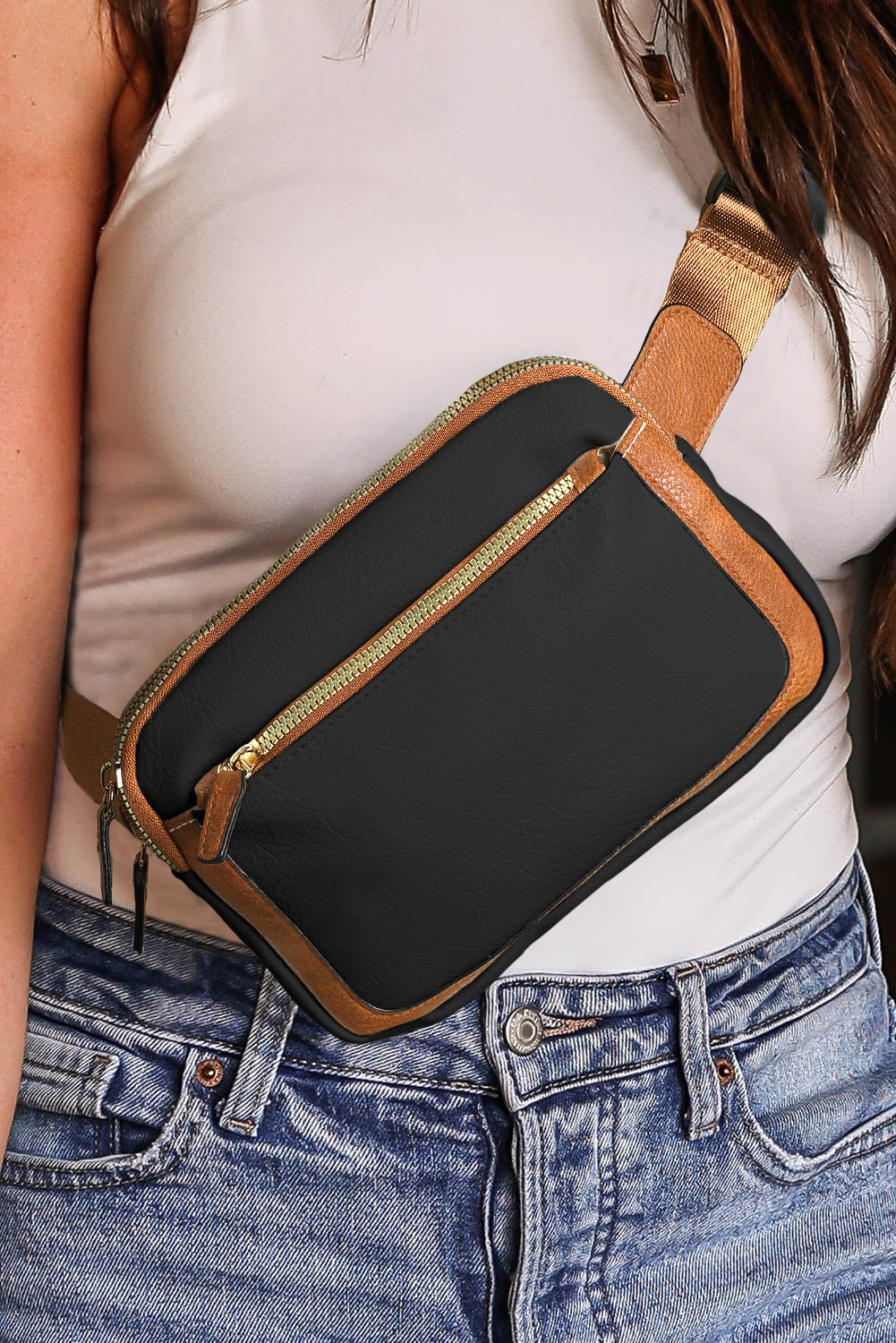 Black Adjustable Strap Mini Crossbody Bag