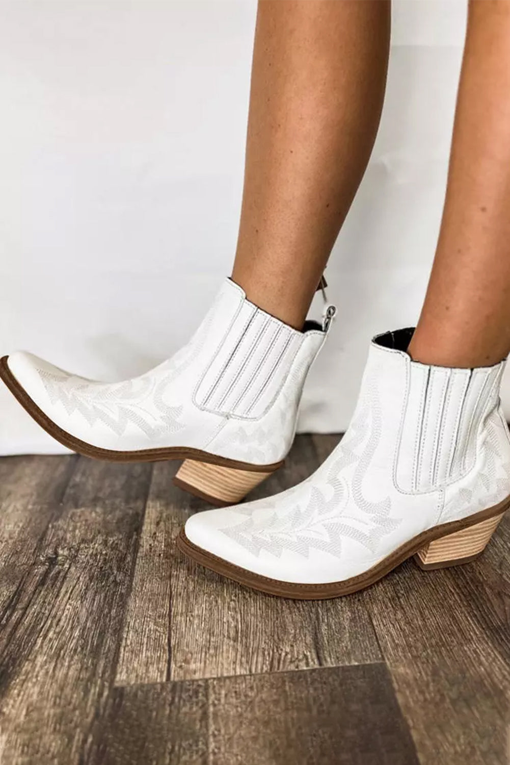 White Western Heel Booties