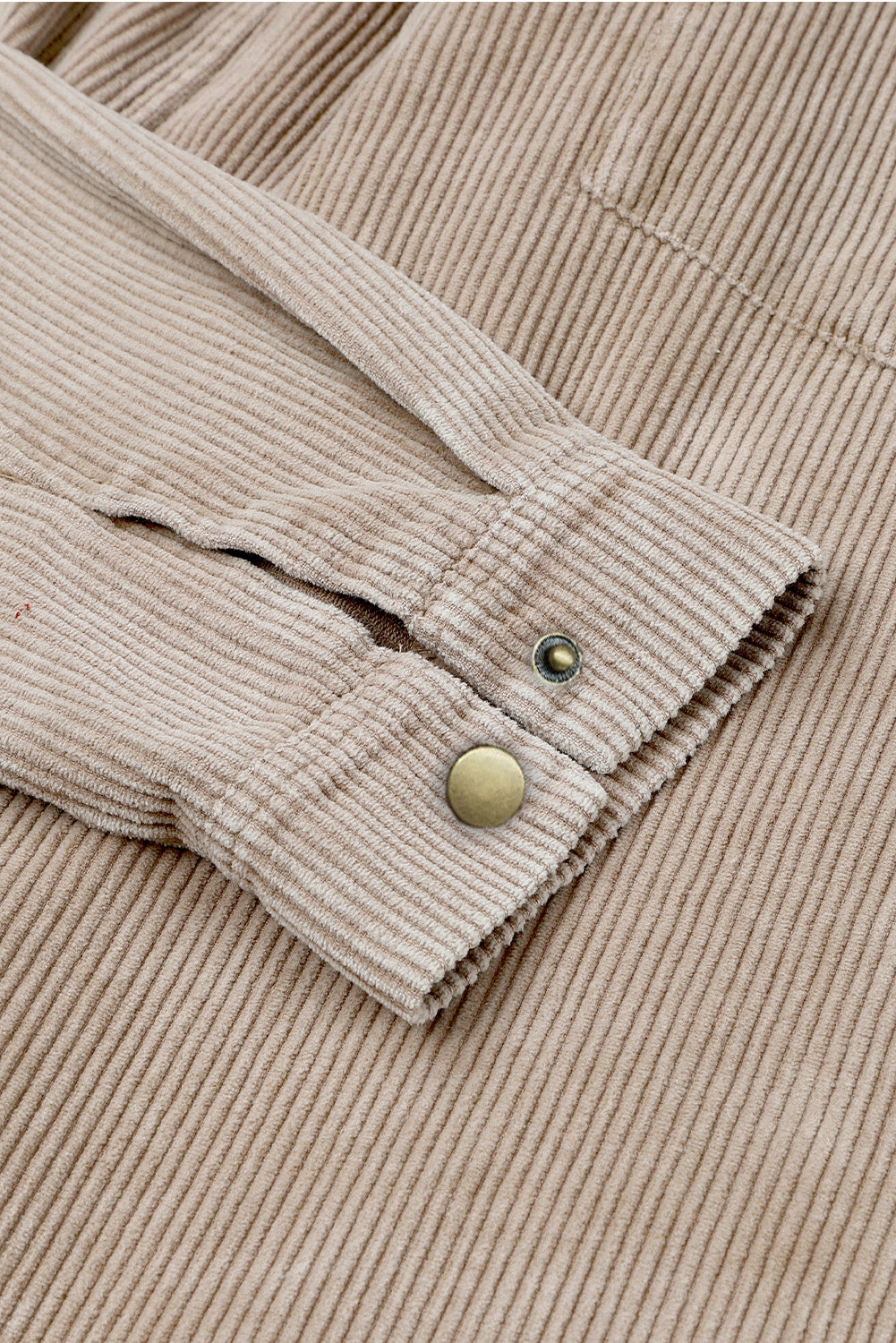 Khaki Hooded Corduroy Shacket