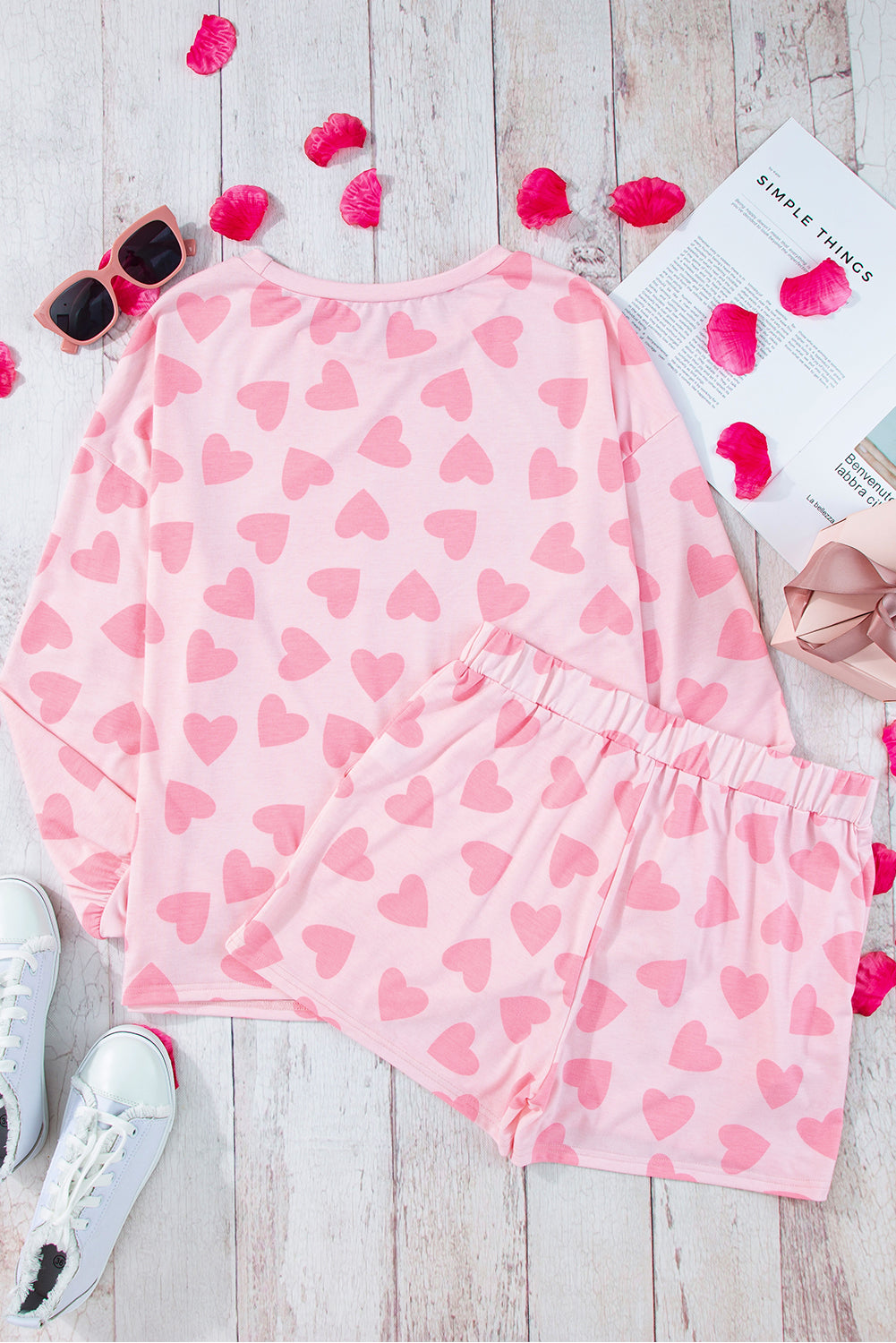 Cozy and Cute Heart Print Lounge Set