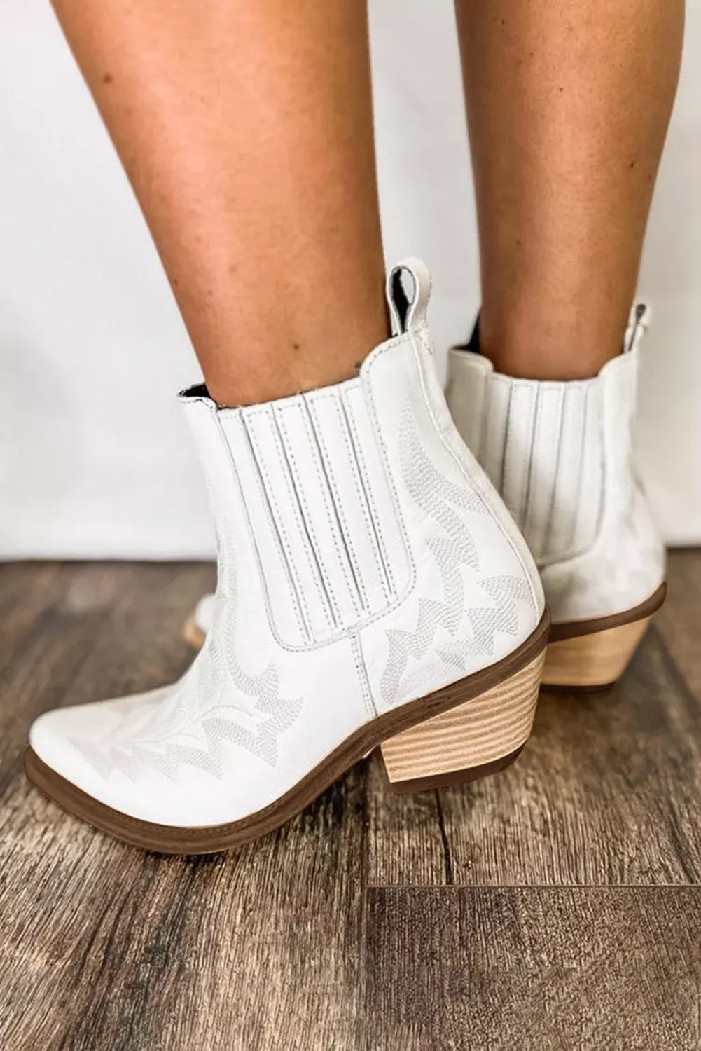 White Western Heel Booties