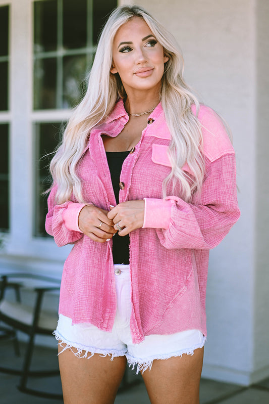 Pink Mineral Washed Cotton Shacket