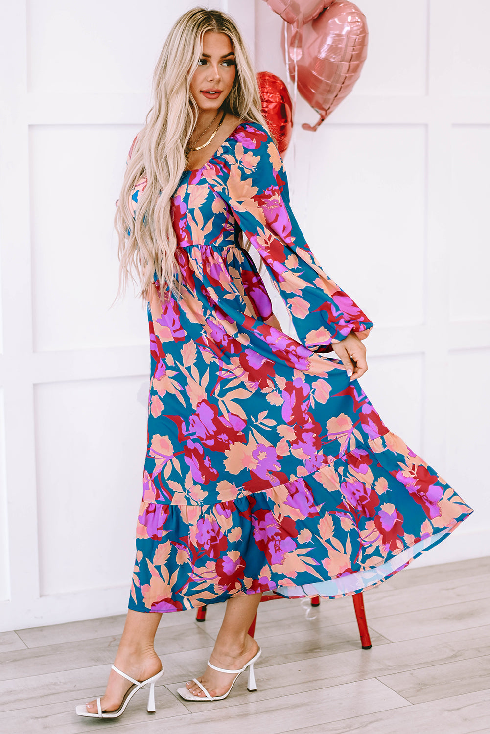 Vintage Charm Floral Print Dress