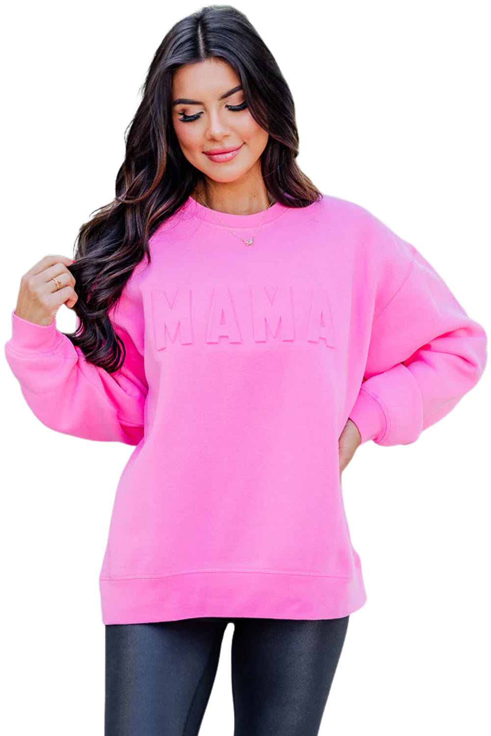 Bright Pink "MAMA" Casual Sweatshirt