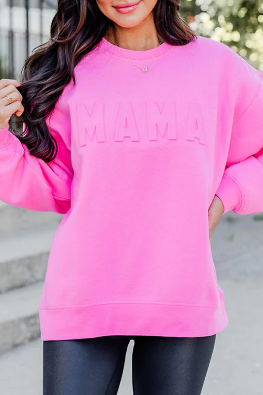 Bright Pink "MAMA" Casual Sweatshirt