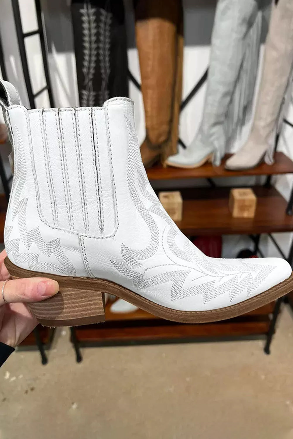 White Western Heel Booties