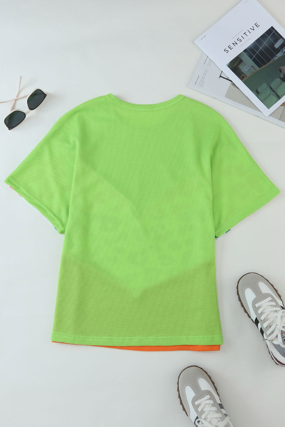 Neon Leopard Waffle Knit T-Shirt