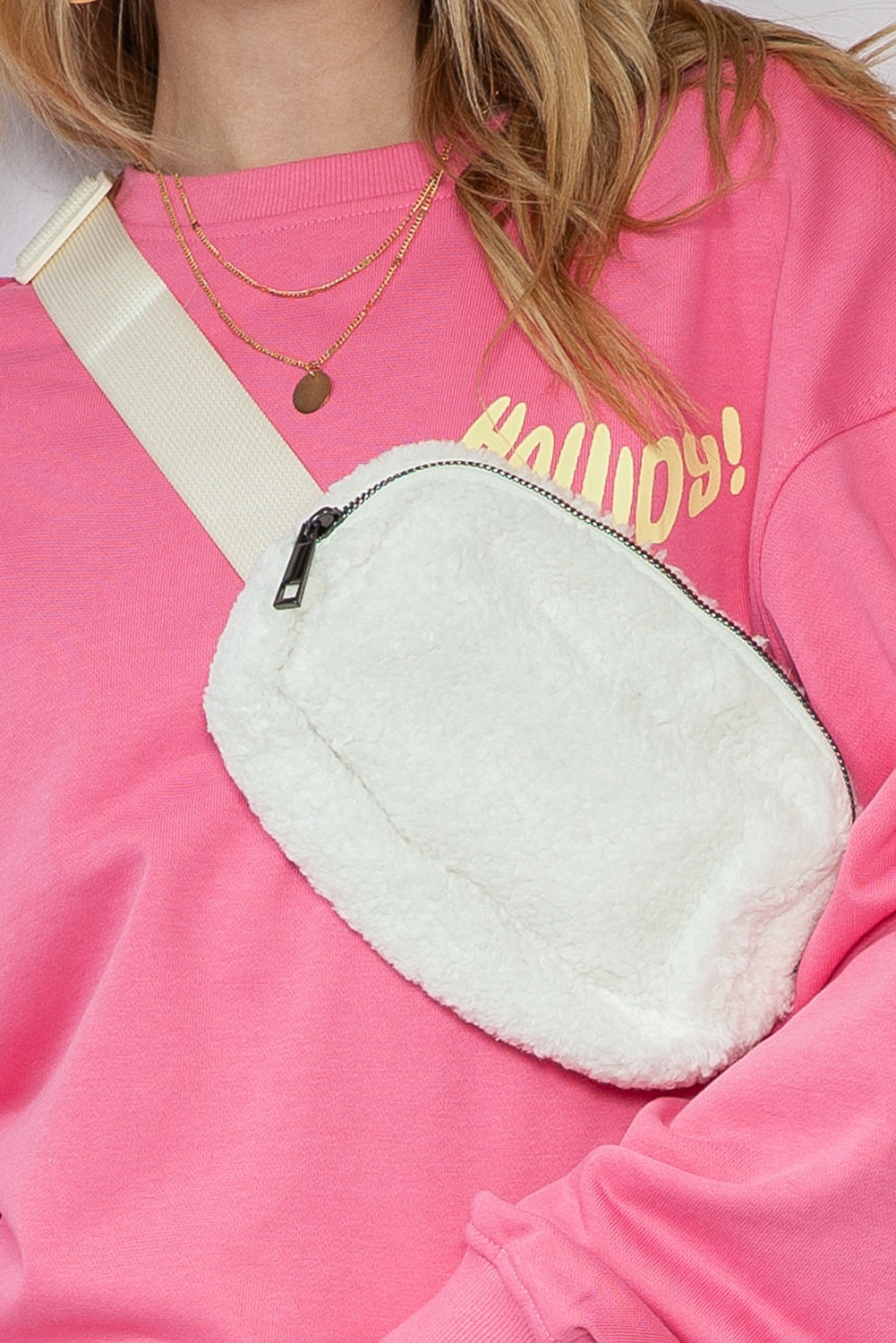 White Sherpa Crossbody Bag