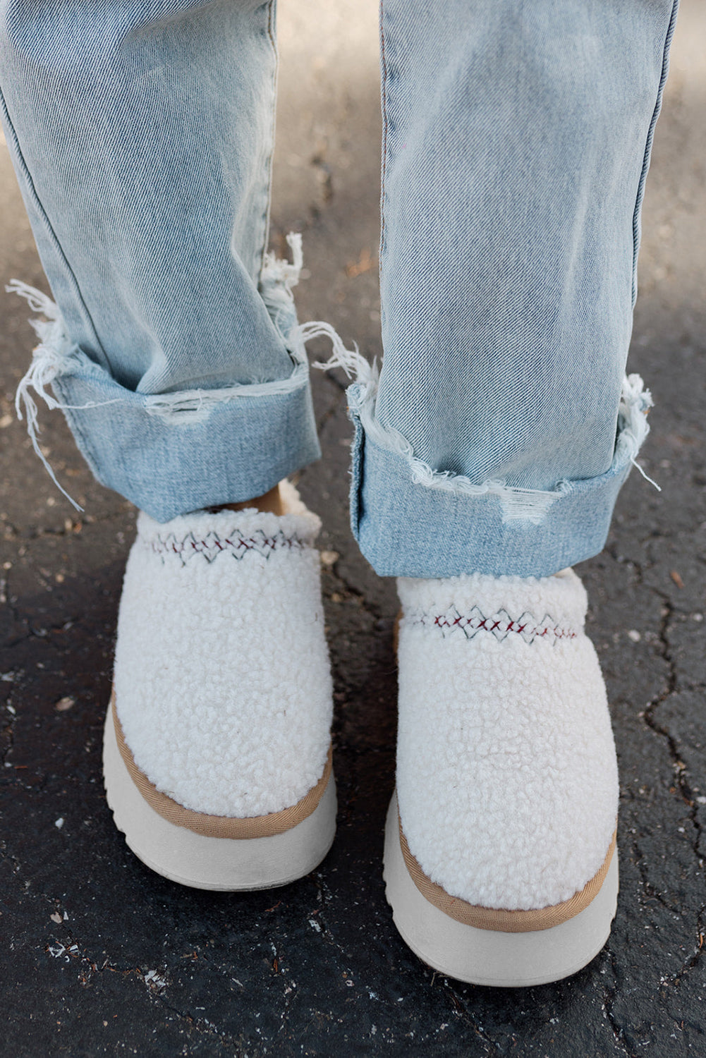 White Sherpa Plush Slippers