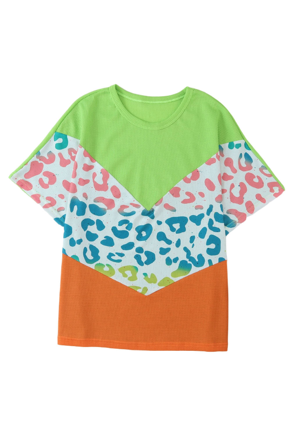 Neon Leopard Waffle Knit T-Shirt