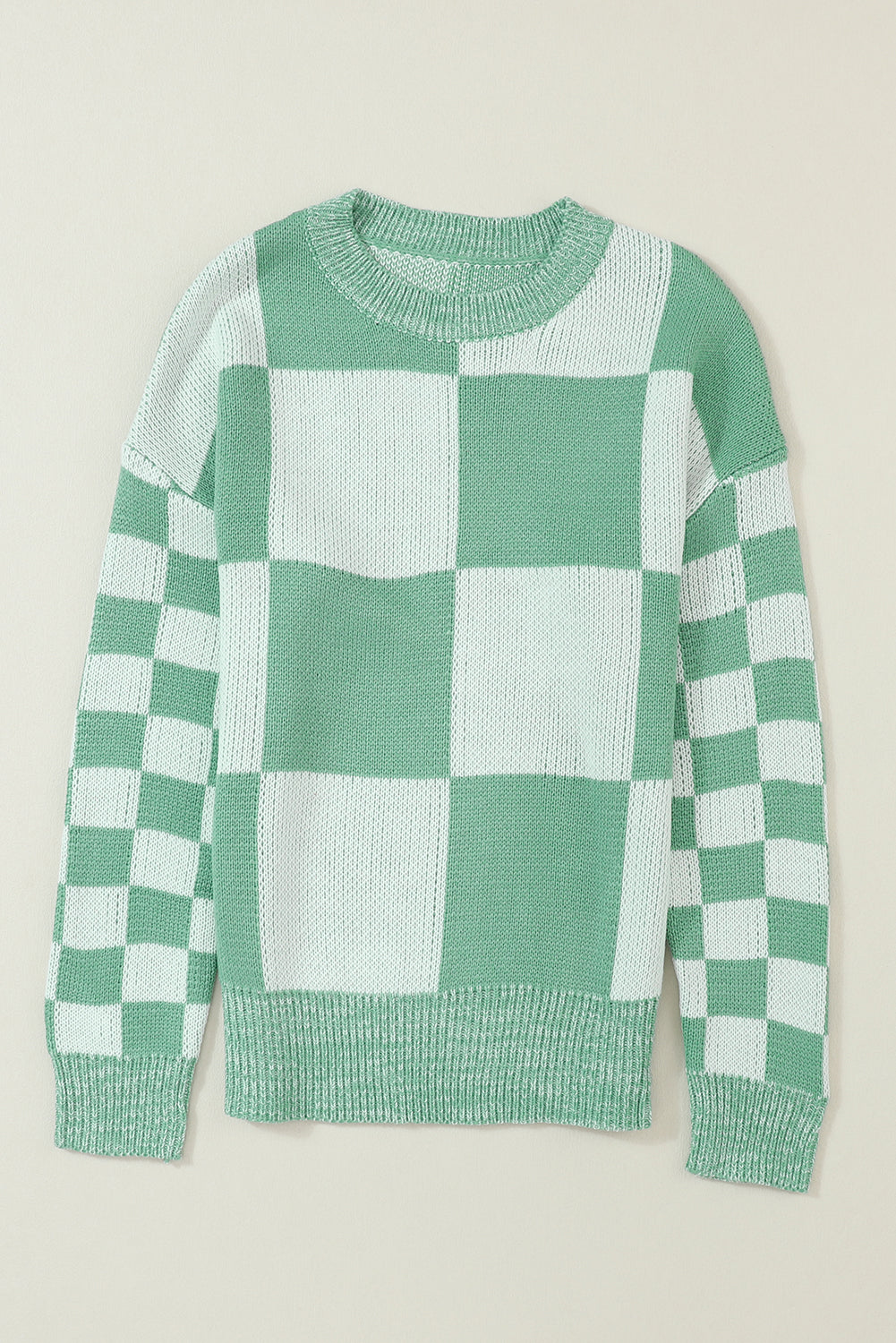 Mint Green Checkered Sweater