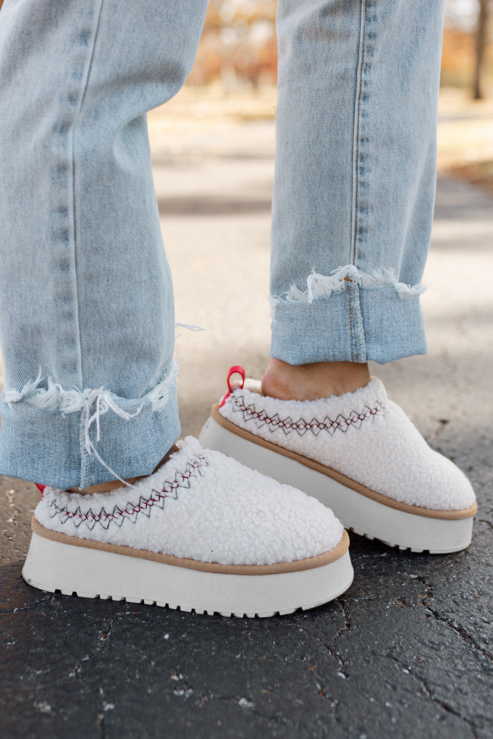 White Sherpa Plush Slippers