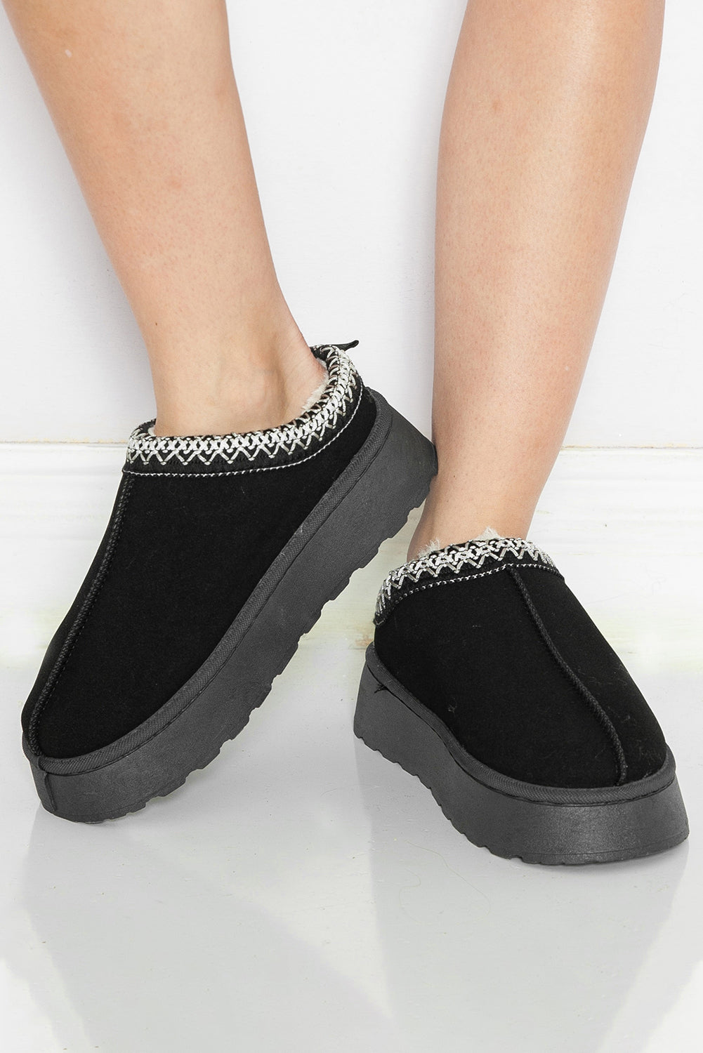 Black Suede Plush Lined Snow Boots