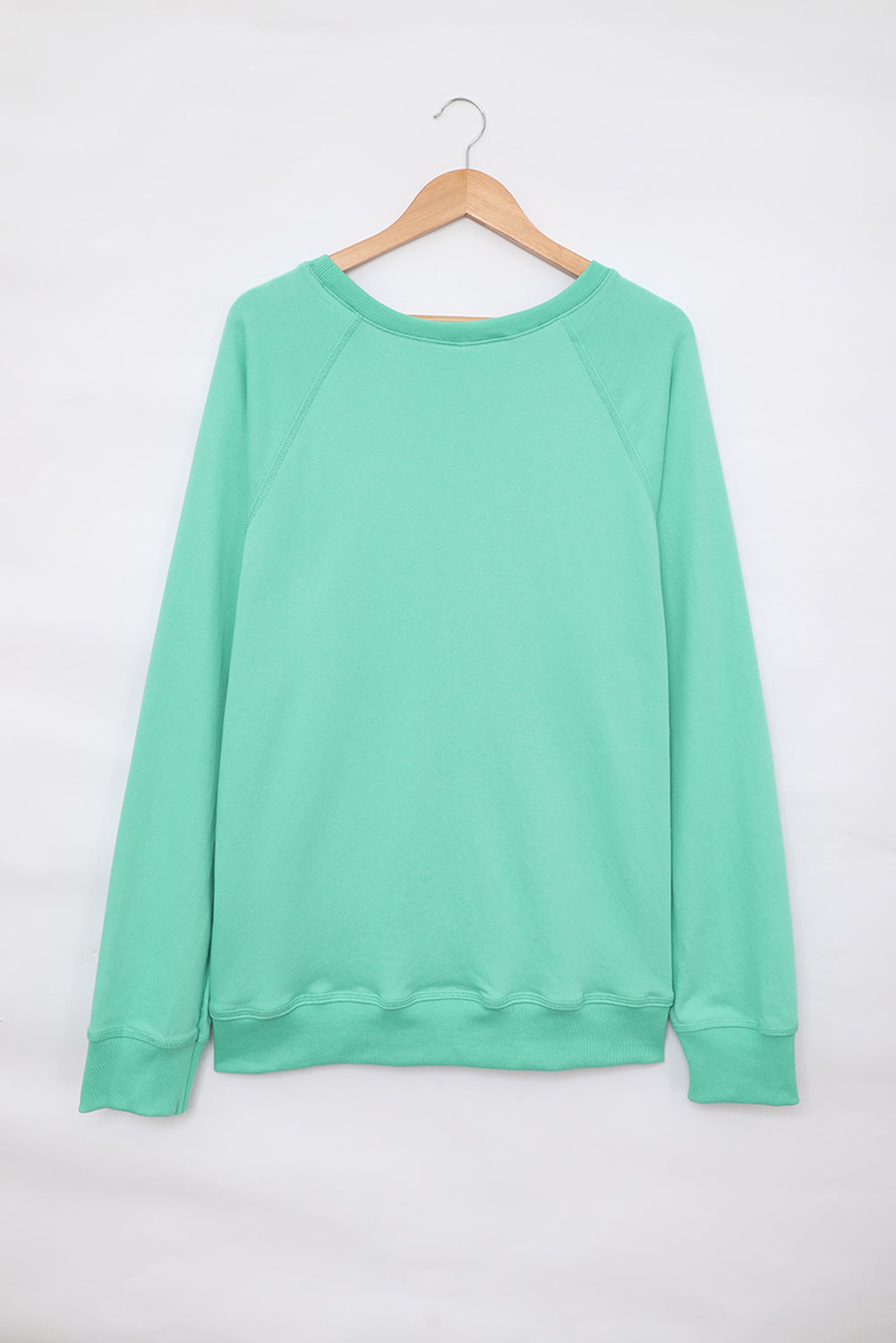 Green Cotton Blend Pullover Sweatshirt