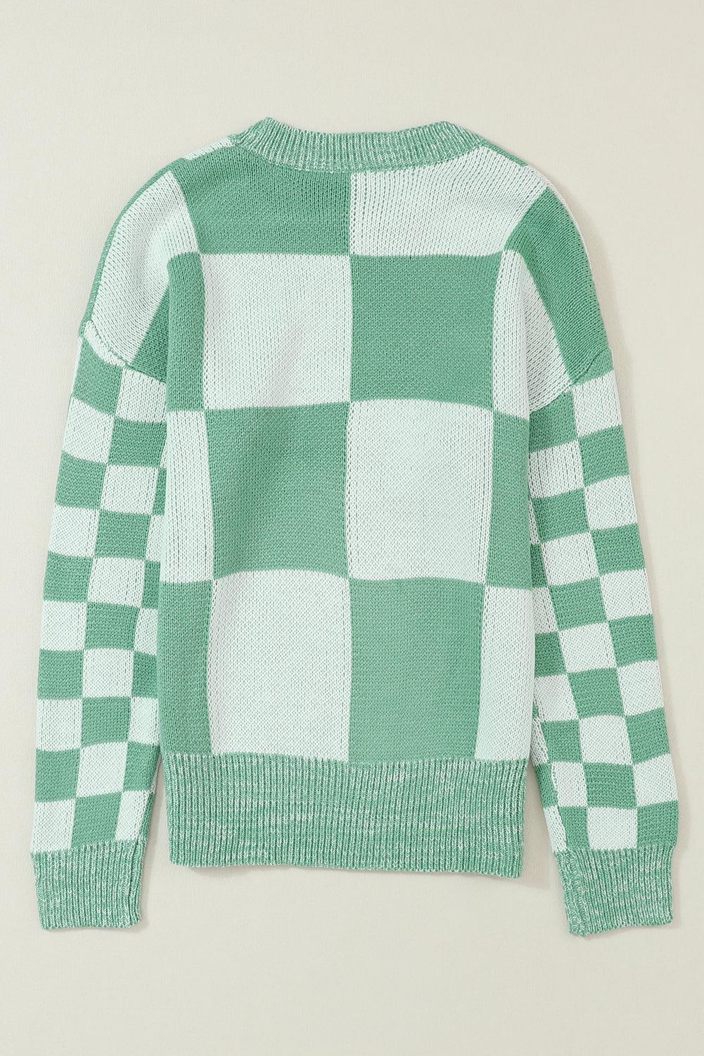 Mint Green Checkered Sweater