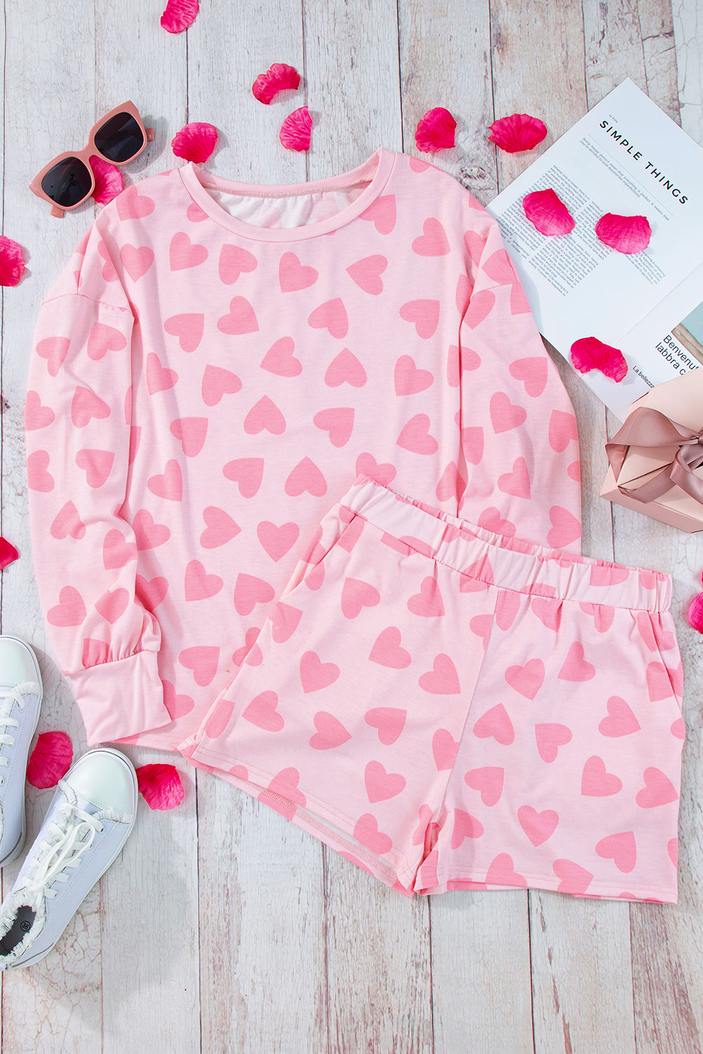 Cozy and Cute Heart Print Lounge Set