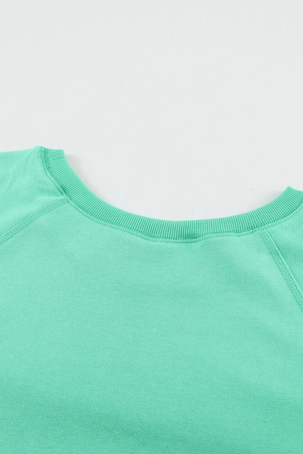 Green Cotton Blend Pullover Sweatshirt