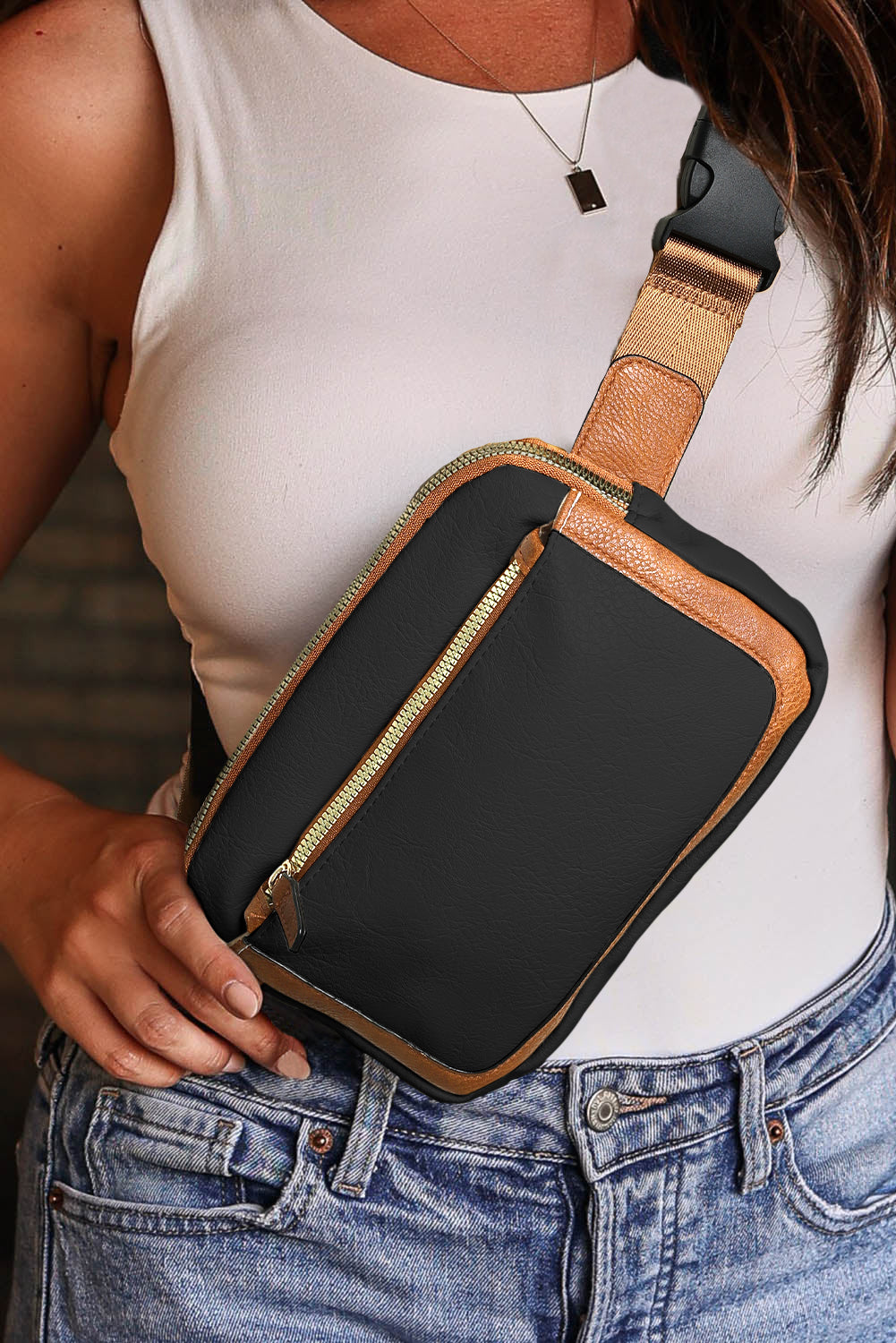 Black Adjustable Strap Mini Crossbody Bag